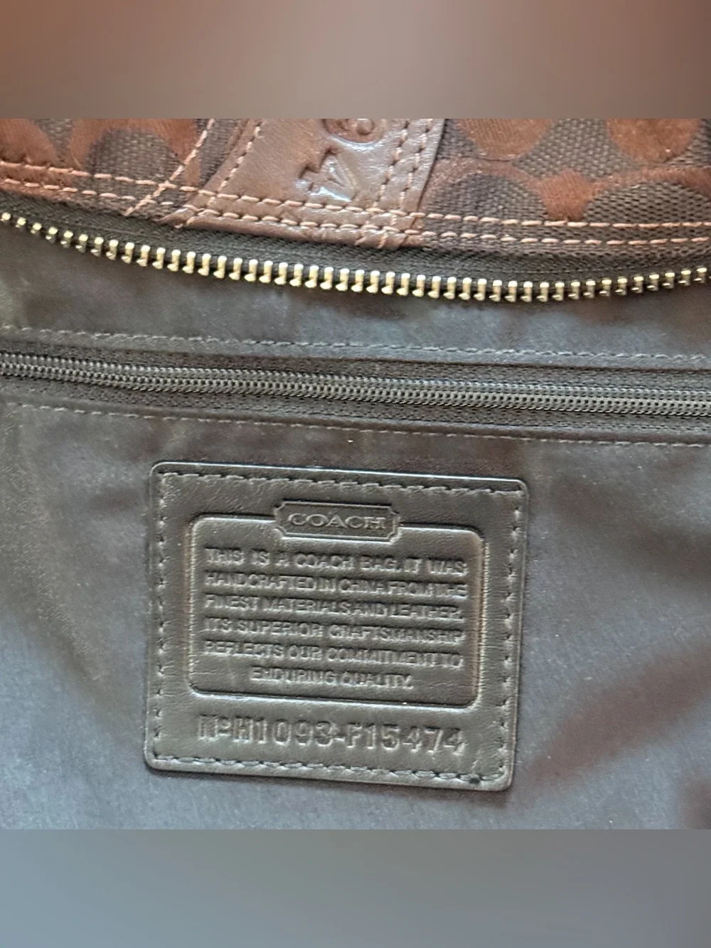 Coach 2010 Chocolate Brown Patchwork Mini Suede Patent Leather Duffel Purse EUC